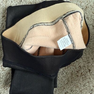 Women Fleece Lined Tights-Warm Fake Translucent Tights High Waist (Black Size:L